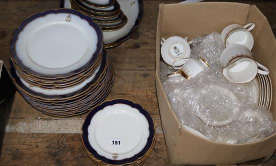 Part blue & gilt service & paragon teaware